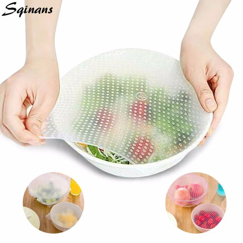 4 PCS Reusable Stretchable Silicone Food Wraps - Ebezzay